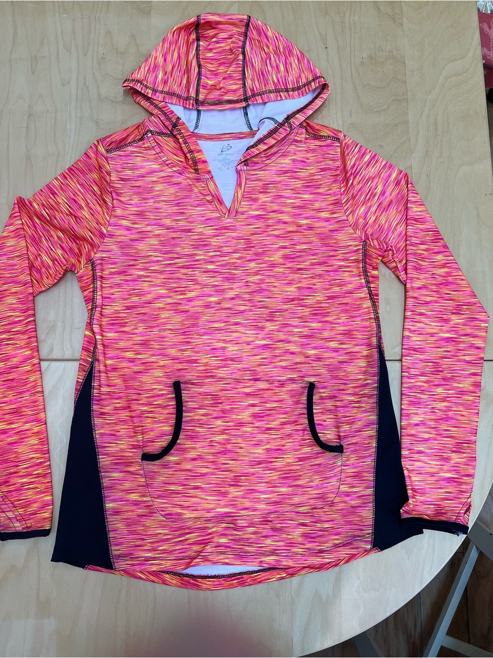 Women’s Hooded Active Pullover - Pink Multicolor size L